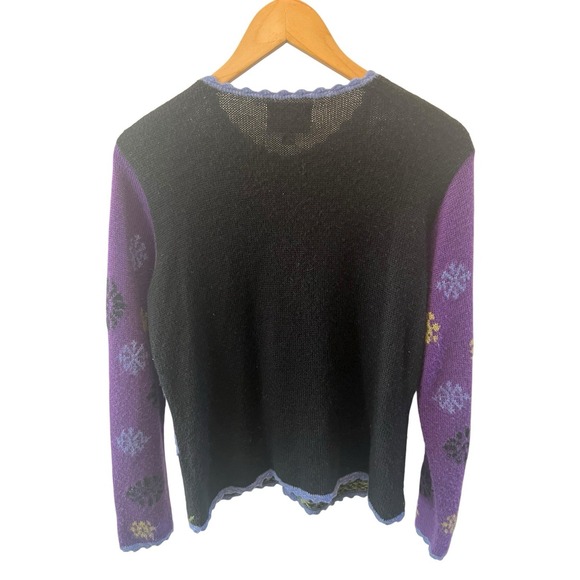 Alpaca Imports Cardigan Sweater Nordic Sz M Wool Ultra Soft Purple Blue - Picture 3 of 5